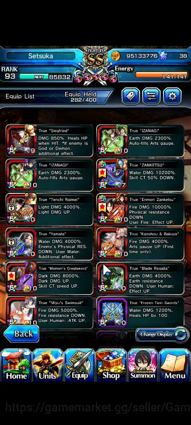 Grand Summoners Accounts Mid-Game Global|Rank 93|1 Sp Art+30 Ascend|[Inumuta,S 7