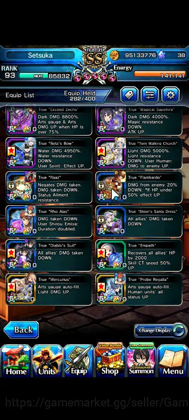 Grand Summoners Accounts Mid-Game Global|Rank 93|1 Sp Art+30 Ascend|[Inumuta,S 8