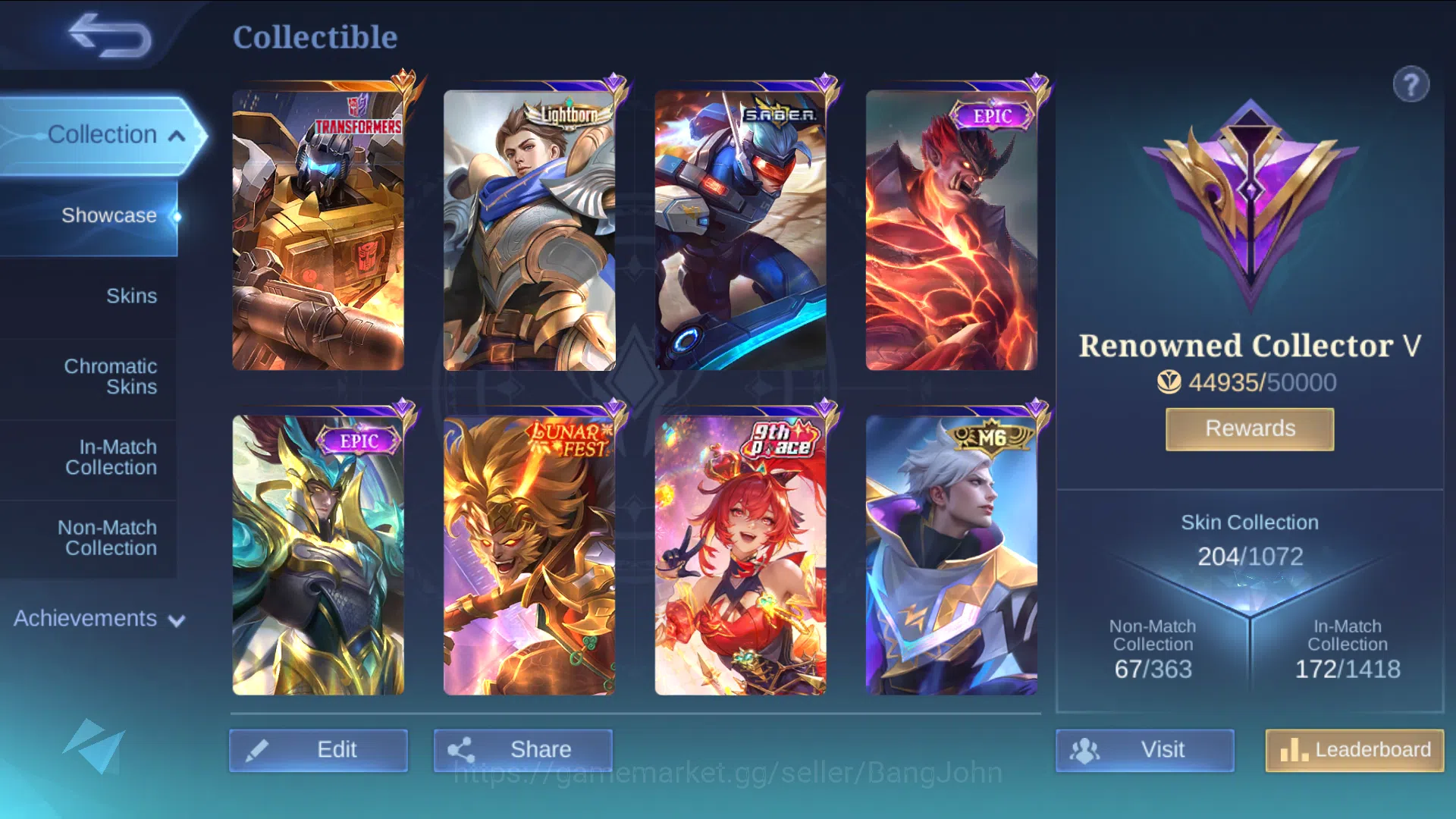 Mobile Legends: Bang Bang Accounts hero 131 | skin 204 | embem all max , tranformers  image 4