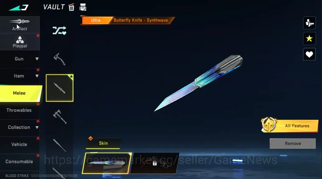 Blood Strike Accounts Collab Skin Asia|Meele Ultra Butterfly Knife Synthwave|Collab AOT M4A1 Battle of Faith|Ultra VOLT 1