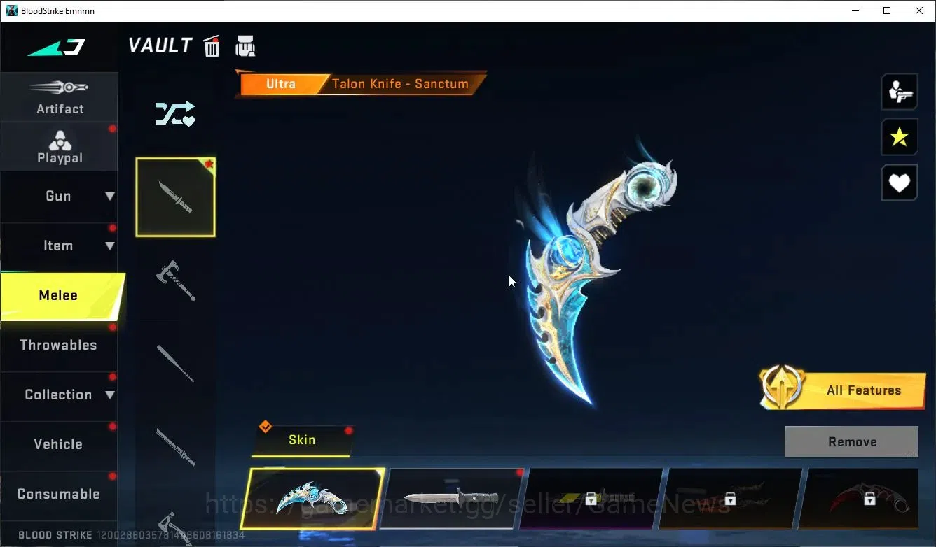 Blood Strike Accounts Rare Skin ASIA|MELEE Talon Knife+1 ULTRA KALA - MAKOO |1 Legend Scorpion - lava |Gold III 1