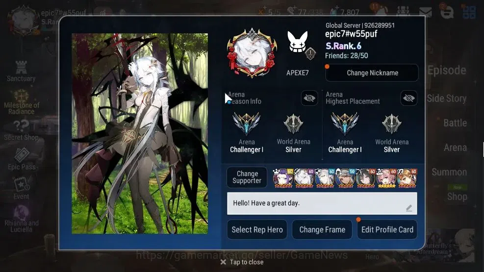 Epic Seven Accounts GLOBAL ENDGAME|21ML(School Nurse Yulha,Salome,GenR image 2