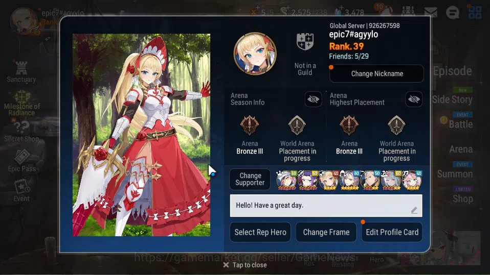 Epic Seven Accounts GLOBAL Unverif|New Era|3 ML(NM Luna,Har setti,A El image 18