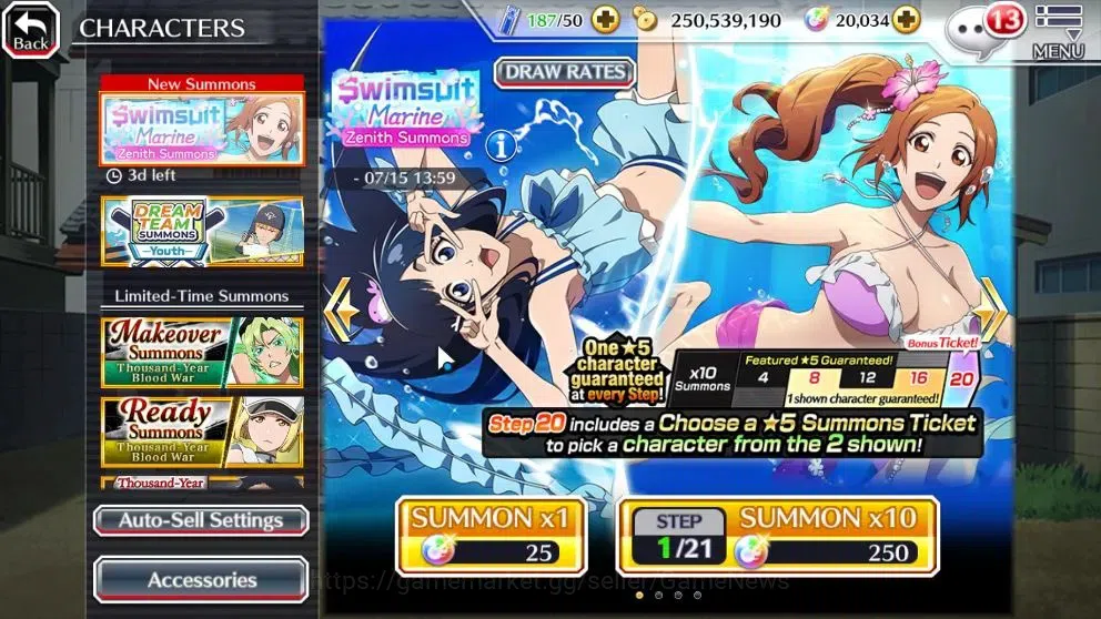 Bleach: Brave Souls Accounts High-End Global|20K Orb|Sajin TYBW24,DT Ichigo,Renew Byakuya,Art Sangiku,Ichigo TYBW25|Klab 15