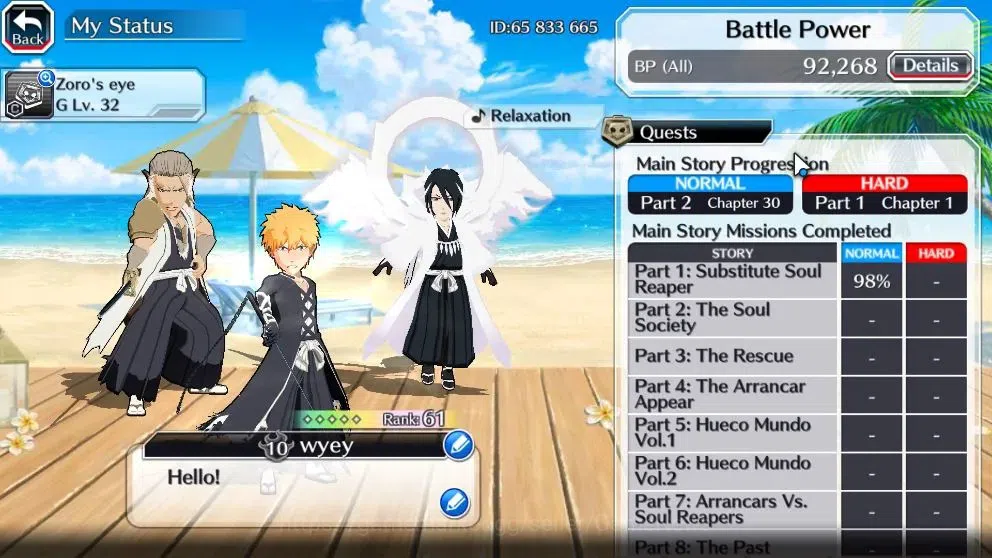 Bleach: Brave Souls Accounts High-End Global|20K Orb|Sajin TYBW24,DT Ichigo,Renew Byakuya,Art Sangiku,Ichigo TYBW25|Klab 3