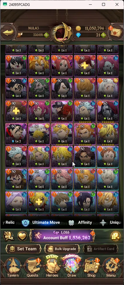 The Seven Deadly Sins: Grand Cross Accounts Others Asia | 1,536M CC | 7 UR Merlin&Escanor , lancelot , DKM , Thor , 7DS009B 2