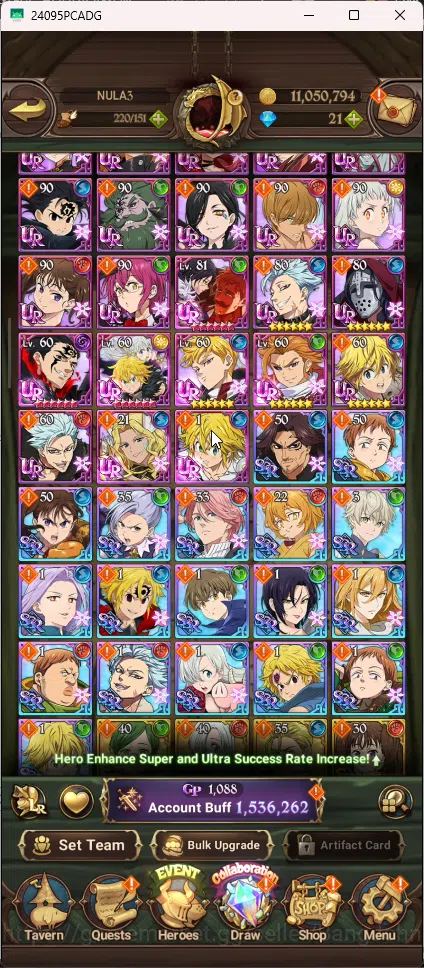 The Seven Deadly Sins: Grand Cross Accounts Others Asia | 1,536M CC | 7 UR Merlin&Escanor , lancelot , DKM , Thor , 7DS009B 5