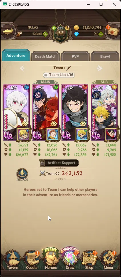 The Seven Deadly Sins: Grand Cross Accounts Others Asia | 1,536M CC | 7 UR Merlin&Escanor , lancelot , DKM , Thor , 7DS009B 7