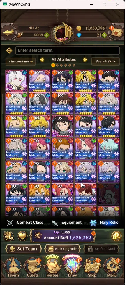 The Seven Deadly Sins: Grand Cross Accounts Others Asia | 1,536M CC | 7 UR Merlin&Escanor , lancelot , DKM , Thor , 7DS009B 9