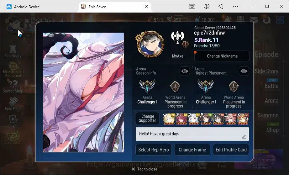 Epic Seven Accounts Others Globa|26ML(Barunka,Miseria,Zio,Lua,LOTScales,Etc.)205 COSTUME TICKET,70 GALAXY COIN,THETAER 1