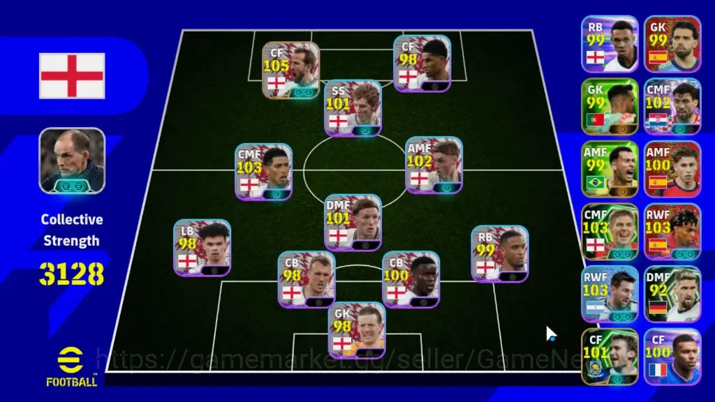 eFootball Accounts Legends & Iconic Players Android|National Team Pack England 2026|Epic Harry Kane,Steven Gerrard,Andriy 1