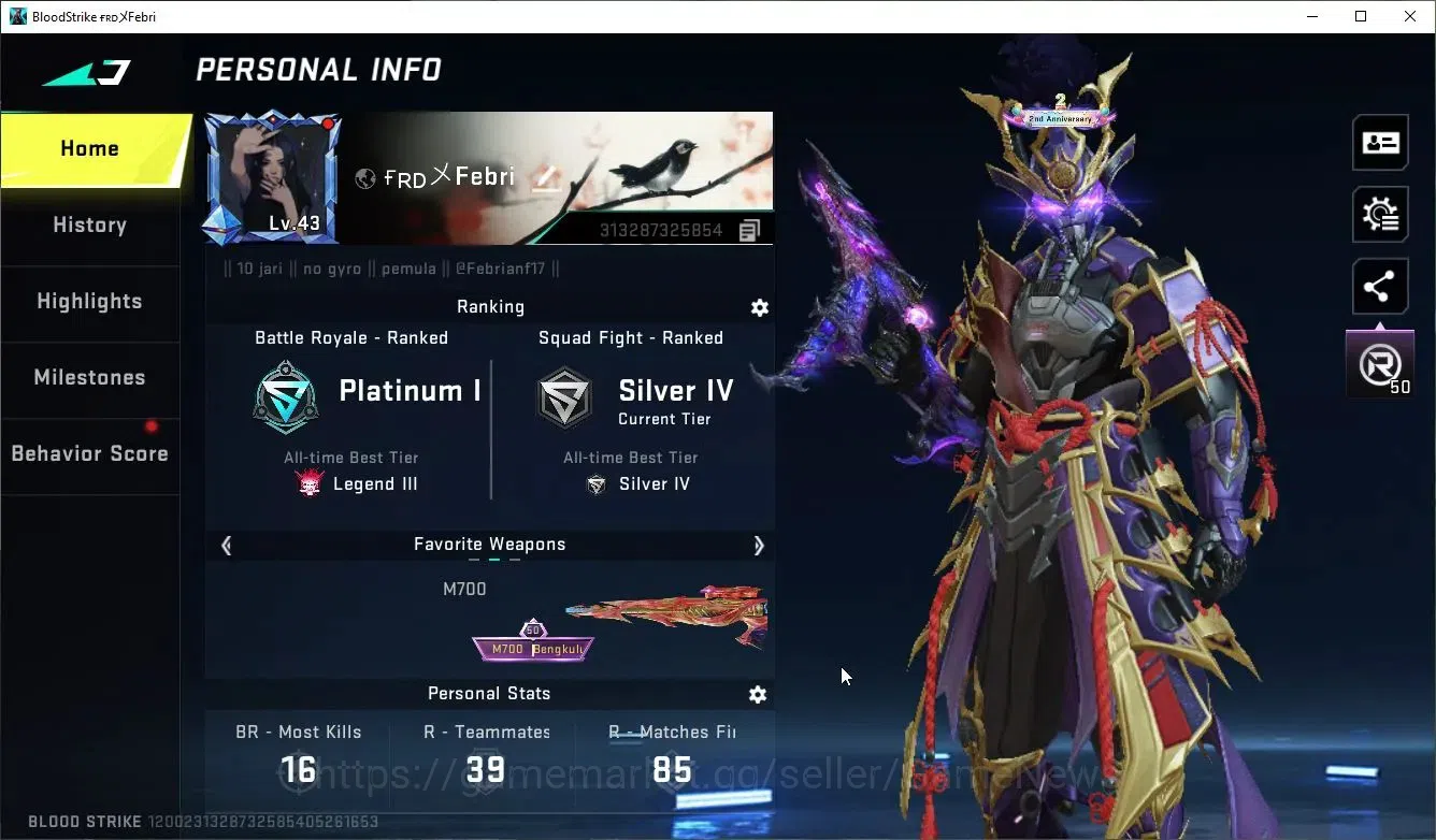 Blood Strike Accounts ASIA|ETERNAL Zero,Lv2 Vector-ShadowDrake+MELEE Tal image 2