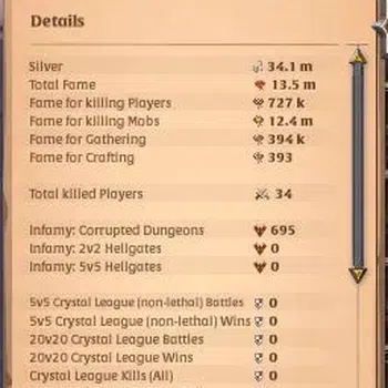 Albion Online High-End ASIA | 13,5M Total Fame - 34,1M Silver - 11,4M Ban image 1