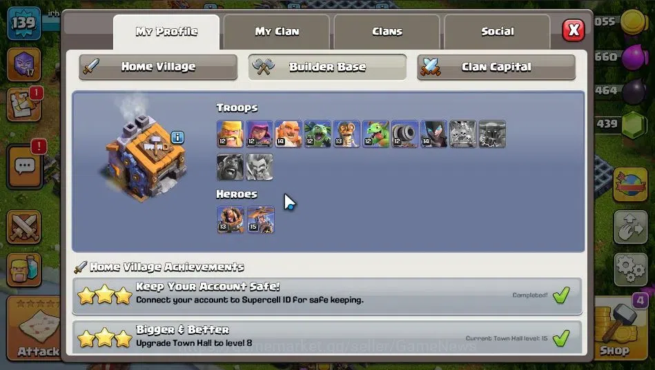 Clash of Clans Accounts LV 139|TH 15-BH 9|HH 7|BK 67,AQ 67,GW 43,MP 43,RC image 6