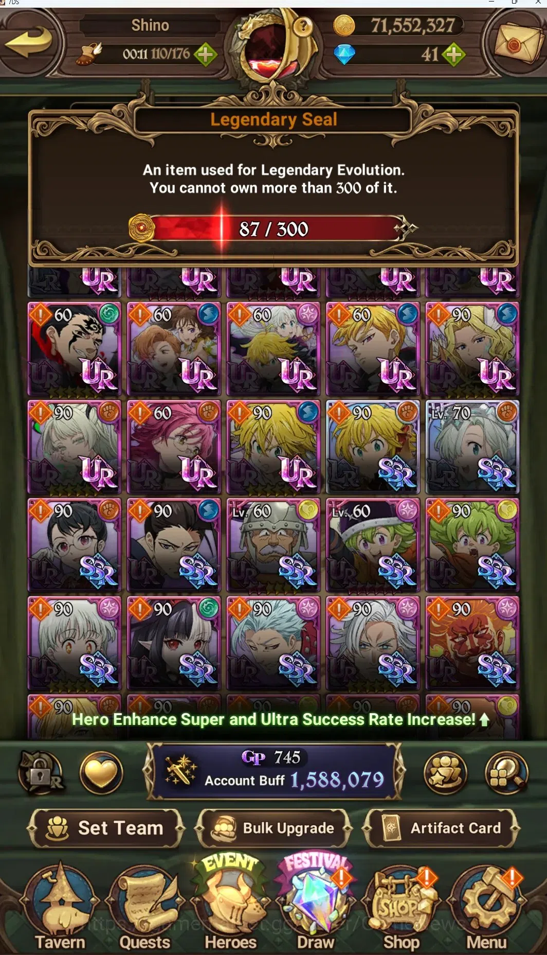 The Seven Deadly Sins: Grand Cross Accounts Endgame ASIA|1,5M CC|87 LS|3 LR,12 1