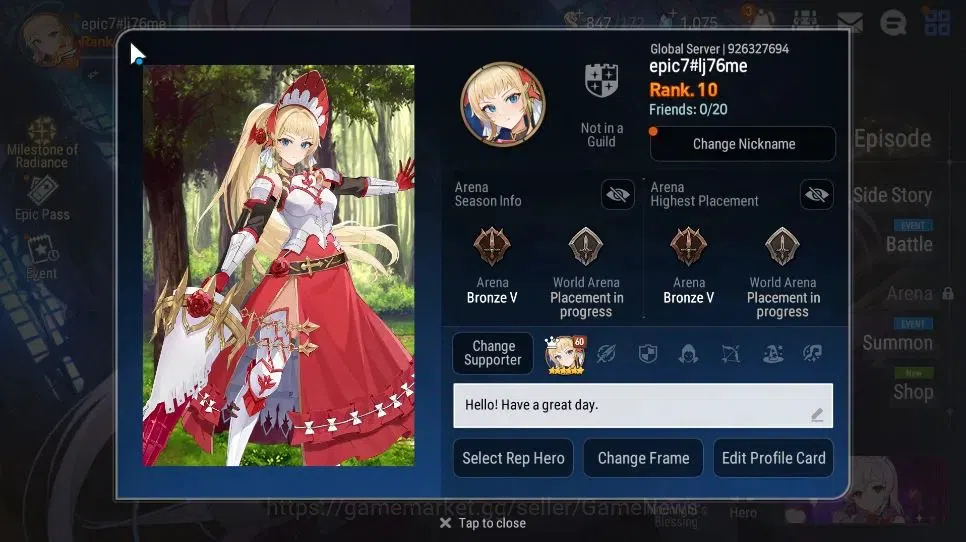 Epic Seven Accounts GLOBAL Unverif|New Era|2 ML(Salome, LW Peira)+Roan image 2