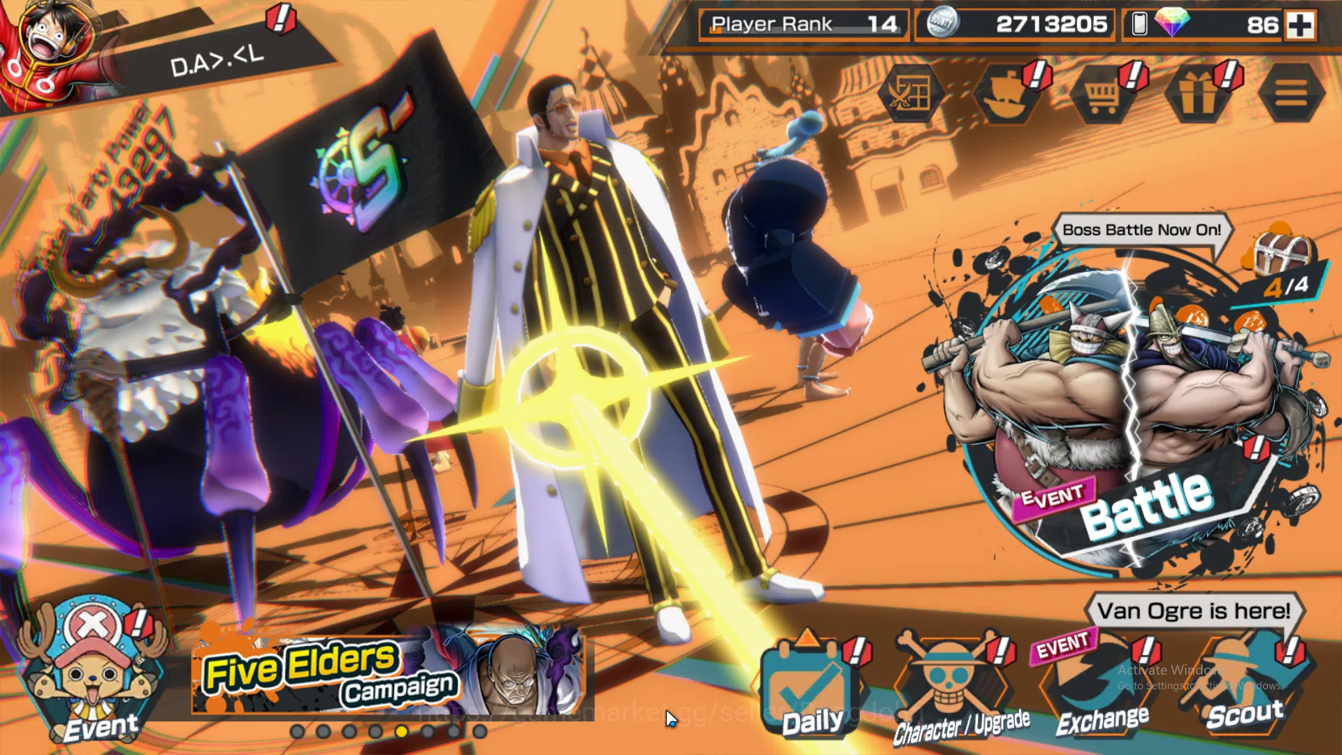 One Piece Bounty Rush Others Global | 3 EX | 2 MAX | Rank 14 | Borsalino, St. J image 1