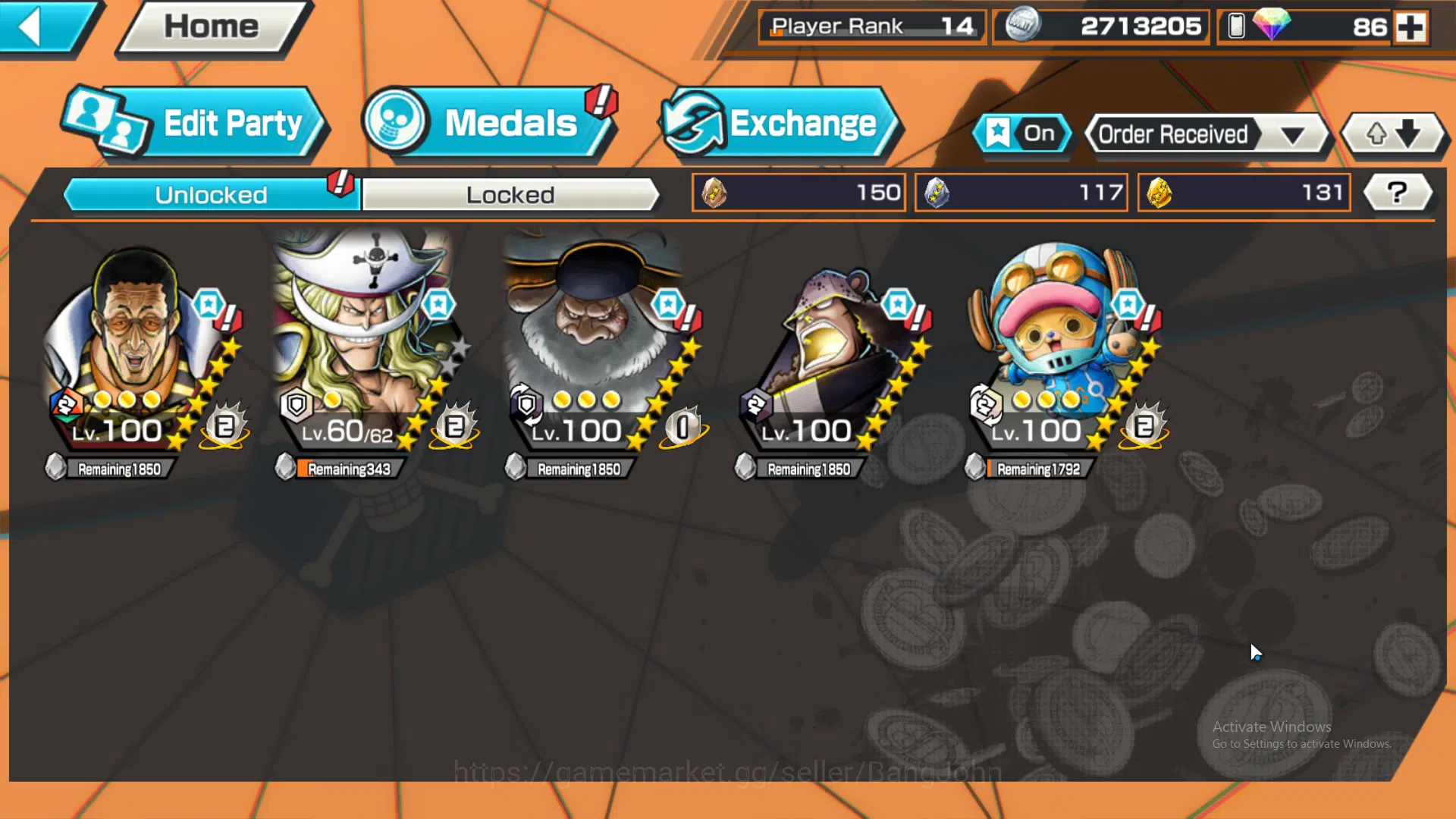 One Piece Bounty Rush Accounts Global | 3 EX | 2 MAX | Rank 14 | Borsalino, St. J image 2