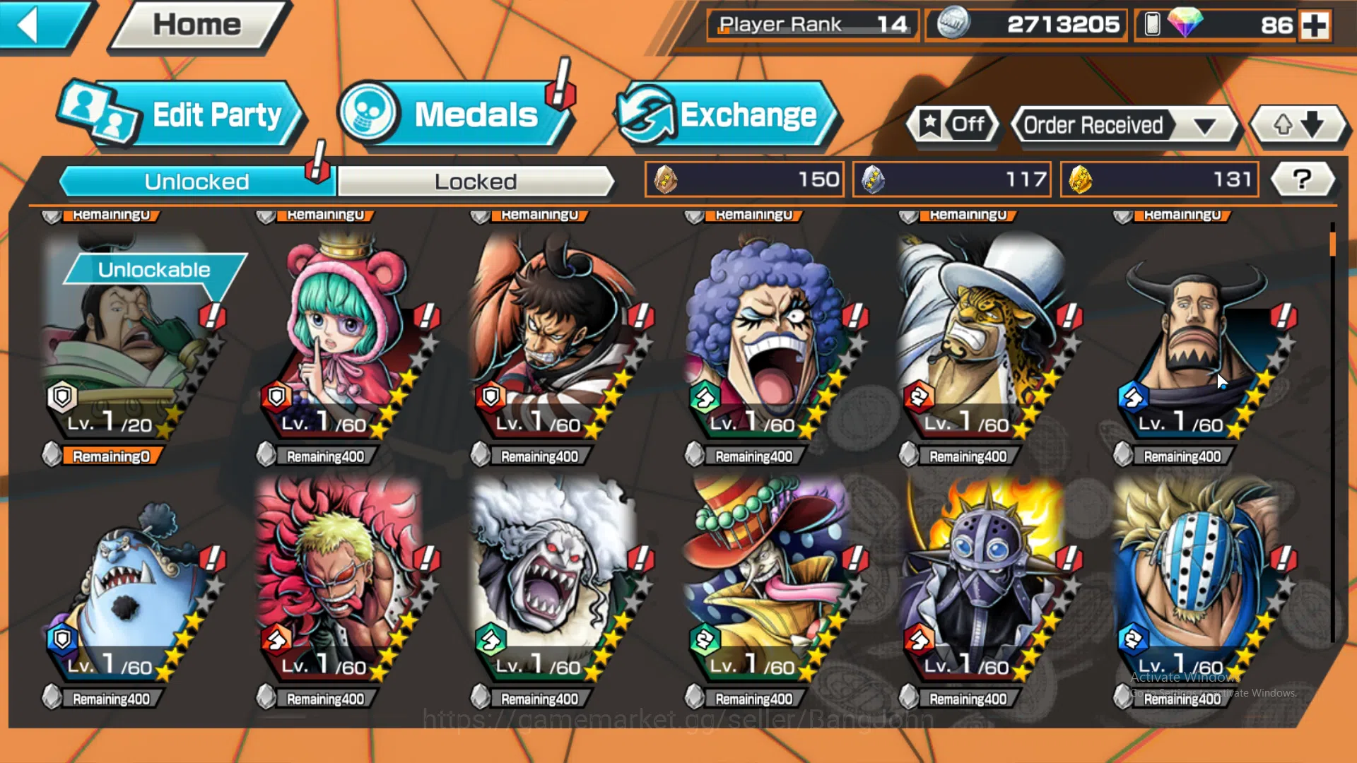 One Piece Bounty Rush Accounts Global | 3 EX | 2 MAX | Rank 14 | Borsalino, St. J image 8