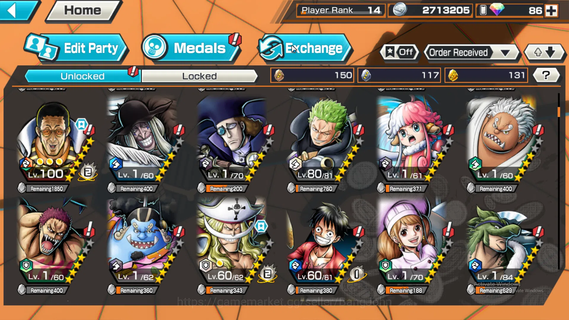 One Piece Bounty Rush Accounts Global | 3 EX | 2 MAX | Rank 14 | Borsalino, St. J image 9