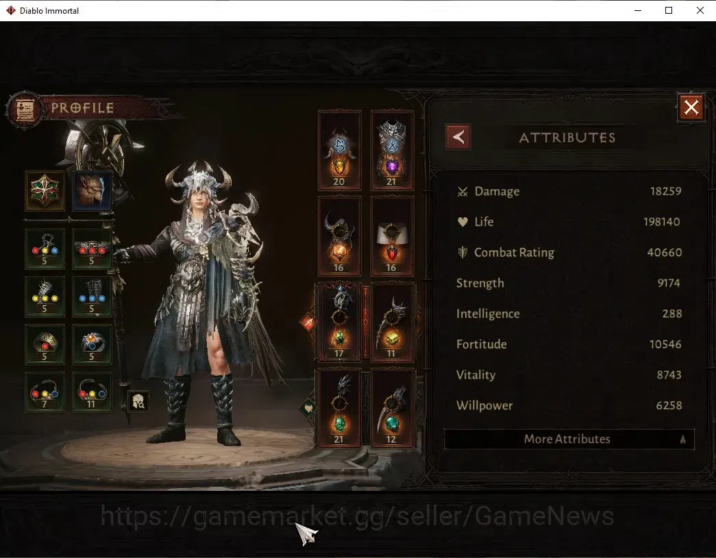 Diablo Immortal Accounts High-End SEA - Verathiel  |CS ON|Lv60(718)|Druid|40K CR|Reso 330|Paragon Maledictor|Inferno V|1 3