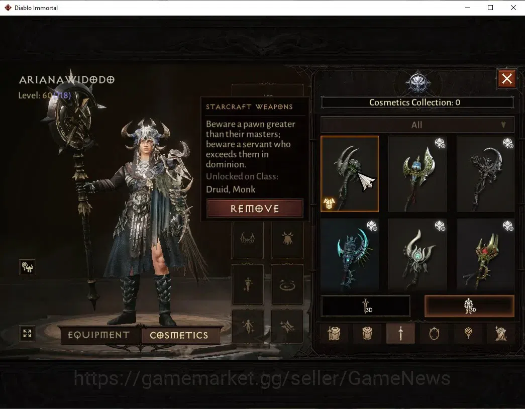 Diablo Immortal Accounts High-End SEA - Verathiel  |CS ON|Lv60(718)|Druid|40K CR|Reso 330|Paragon Maledictor|Inferno V|1 9