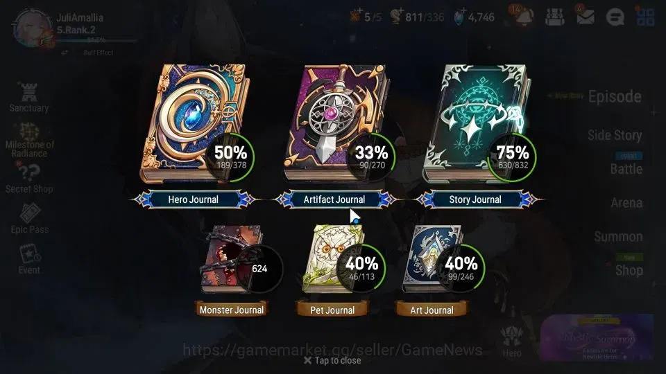 Epic Seven Accounts Mid-Tier ASIA UNVERIF|19 ML(Salome,LOTScales,GRas,BArunka)+PFbyblis,Setsuka|AUTO W Hunt|SPD 291 3