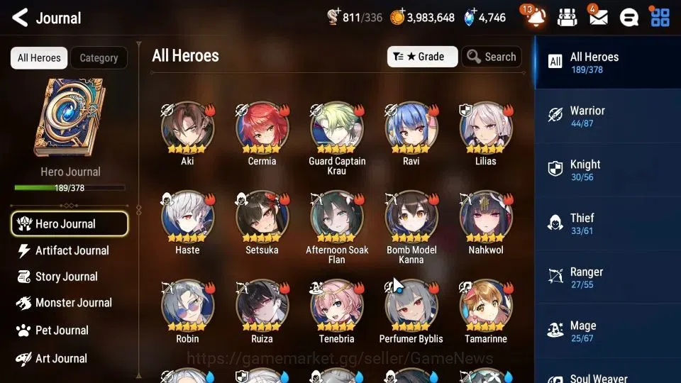 Epic Seven Accounts Mid-Tier ASIA UNVERIF|19 ML(Salome,LOTScales,GRas,BArunka)+PFbyblis,Setsuka|AUTO W Hunt|SPD 291 8