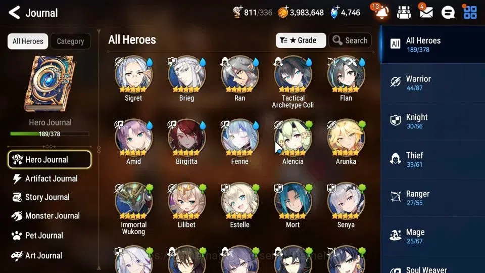 Epic Seven Accounts Mid-Tier ASIA UNVERIF|19 ML(Salome,LOTScales,GRas,BArunka)+PFbyblis,Setsuka|AUTO W Hunt|SPD 291 9