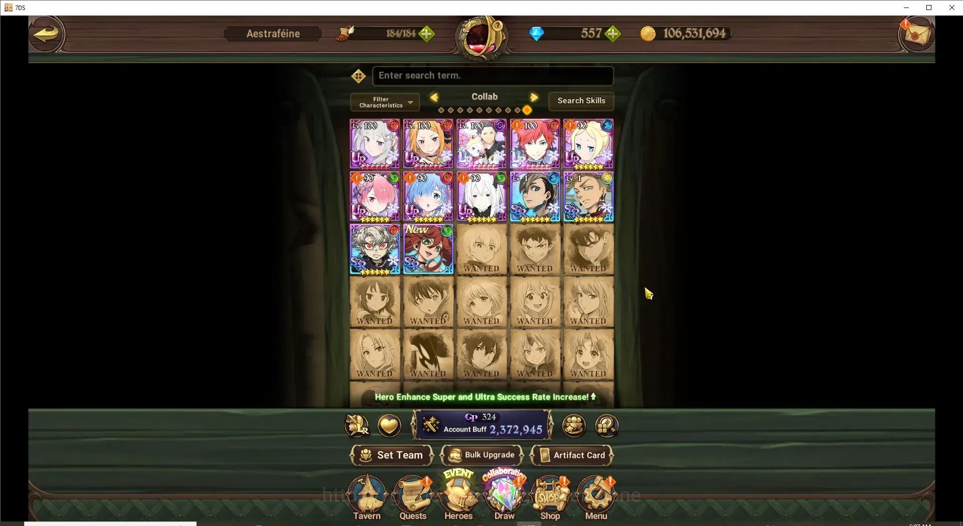 The Seven Deadly Sins: Grand Cross Accounts Endgame global|2,372,945 Power | 557 Diamonds | LR: Meliodas, Elizabeth, Ban 4
