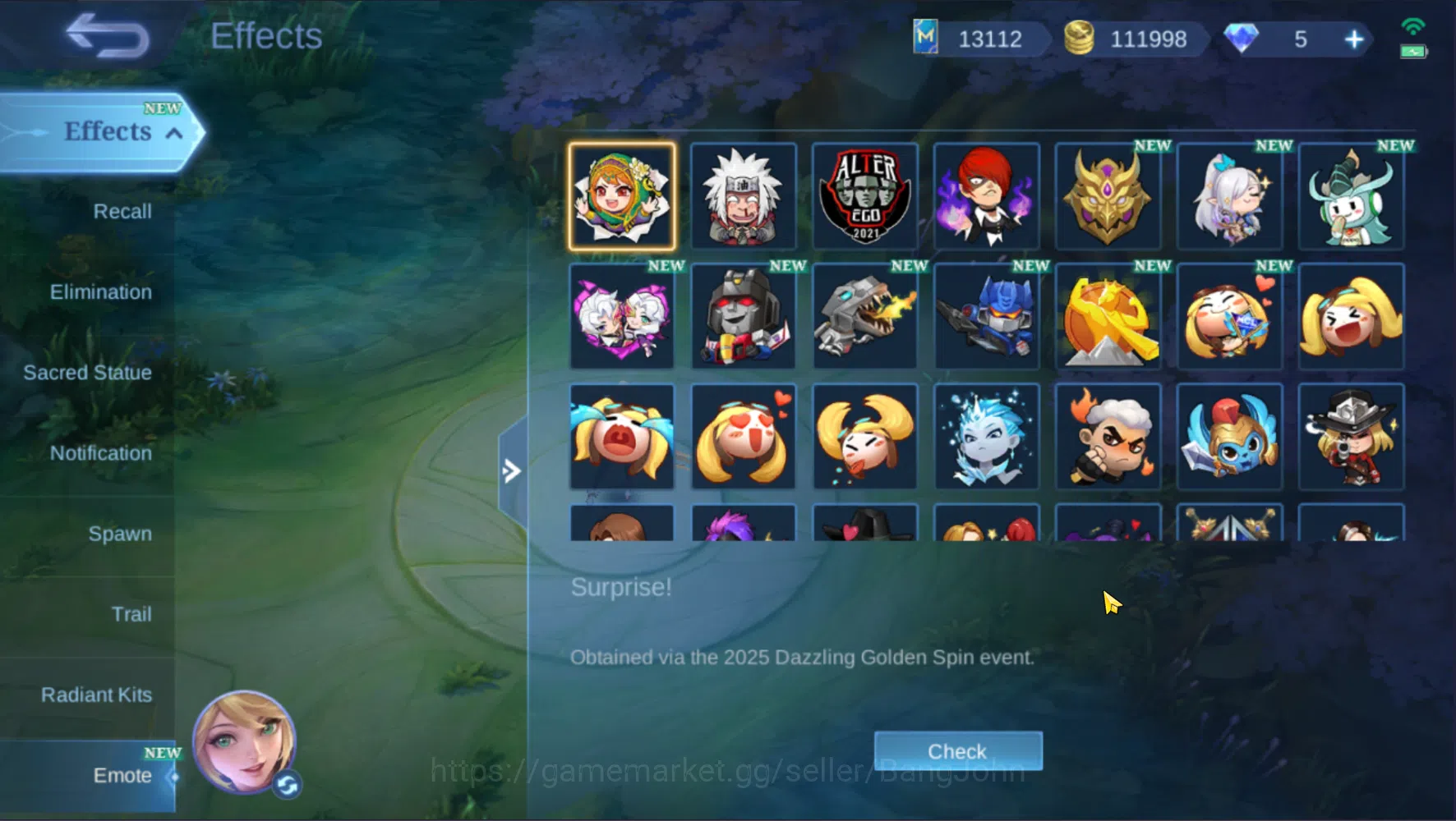 Mobile Legends: Bang Bang Accounts Others Hero 122 | Skin 196 | Recall Tas Tas on | Zodiac Hilda | KOF Karina | Roger 16