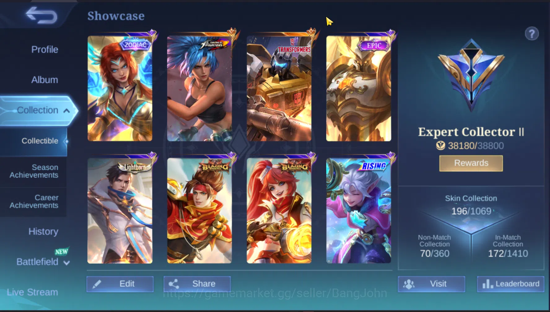 Mobile Legends: Bang Bang Accounts Others Hero 122 | Skin 196 | Recall Tas Tas on | Zodiac Hilda | KOF Karina | Roger 2