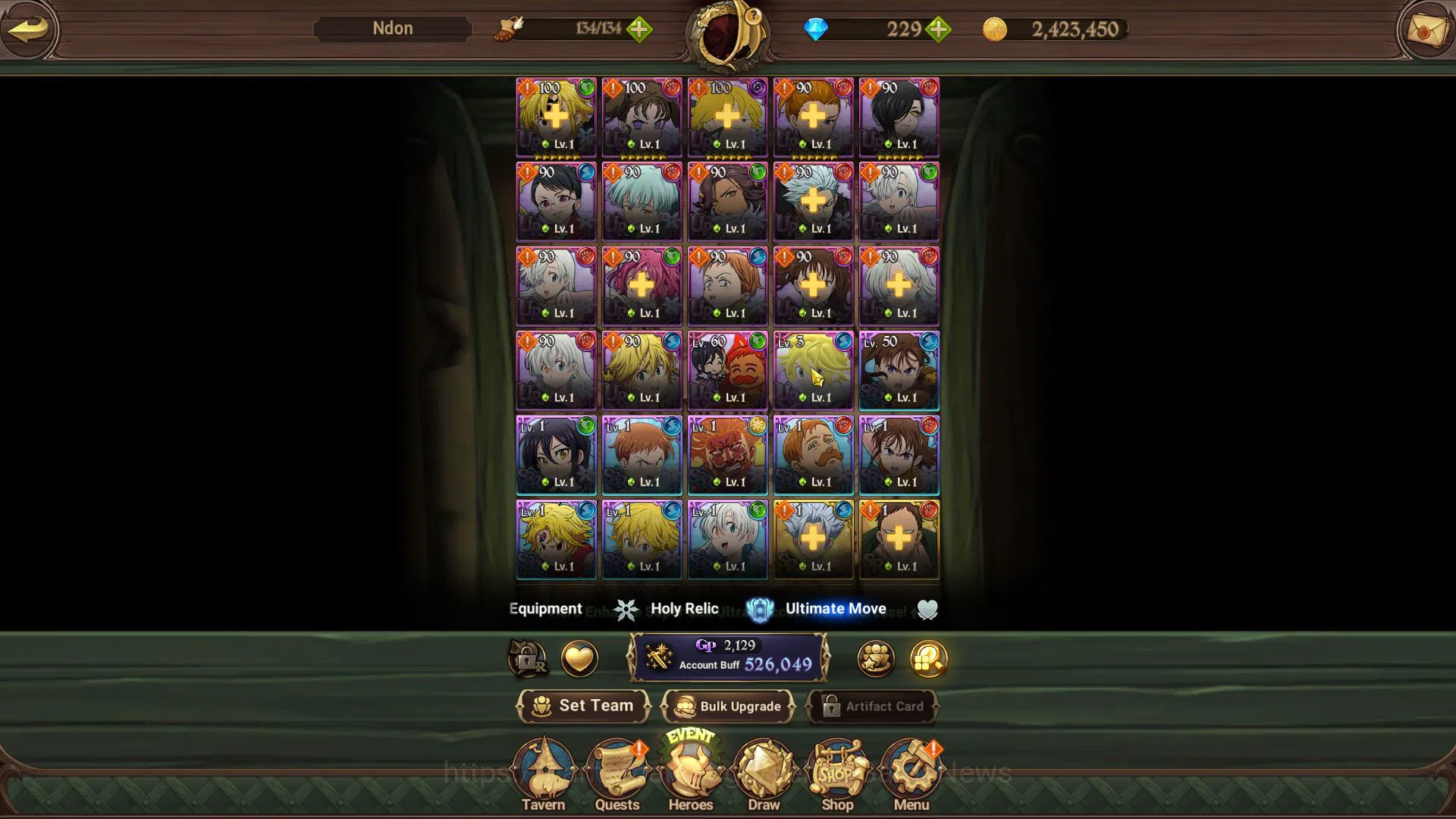The Seven Deadly Sins: Grand Cross Accounts Starter Global | 526K CC | Starter Ch5 | 229 Dm | 2 UR | Merlin&Escanor, Demon 4