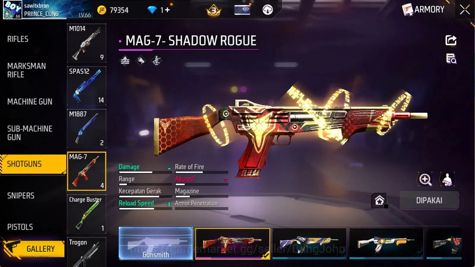 Free Fire Accounts Indonesia | Evo(MP40 Lvl7) | Vault 395 | Bundle Yu image 4