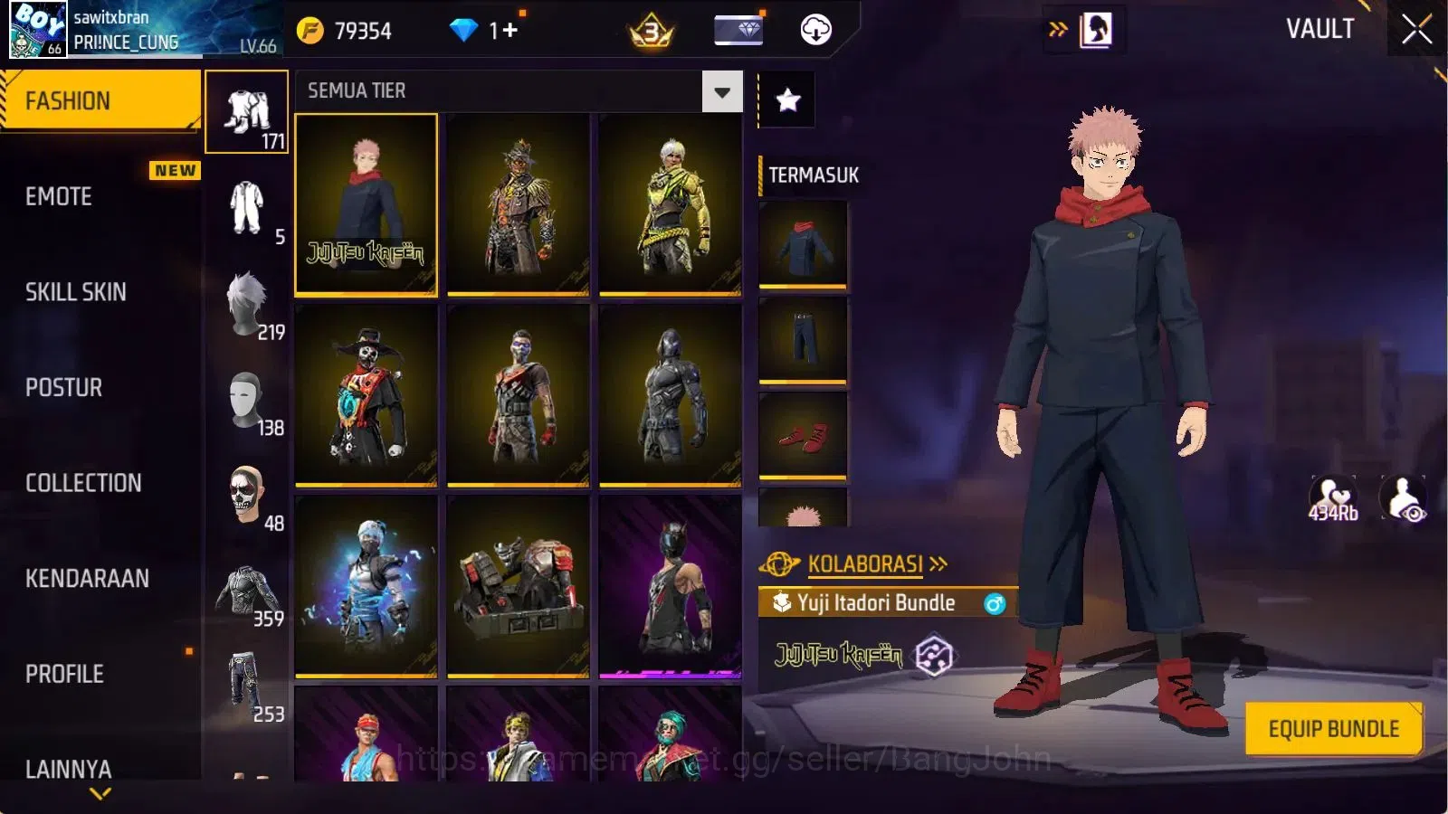Free Fire Accounts Indonesia | Evo(MP40 Lvl7) | Vault 395 | Bundle Yu image 7