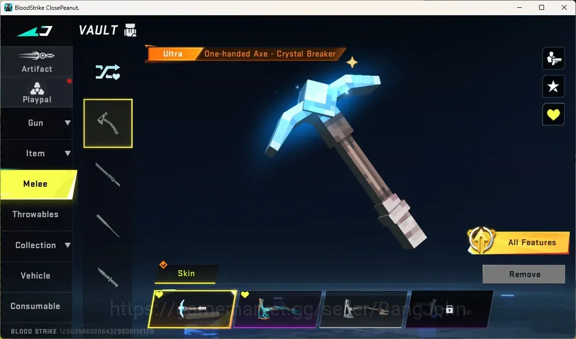 Blood Strike Accounts Collab Skin ASIA|Ultra Melee:One-Handed-Axe - Crystal Breaker|EVO Fal|RAN Mikasa|2 Collab Gun|3 Ultra 1