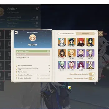Genshin Impact Accounts Others Asia|AR 45|2 Limited (Neuvillette,Venti) + 2 Std (Diluc,Tighnari)|Male MC|Take Mail|Check