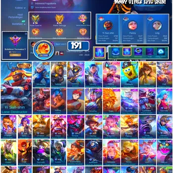Mobile Legends: Bang Bang Accounts #4245 191 Skins | Yi Sun-shin Lone Destructor (Collector) | Silvanna Queen Frost