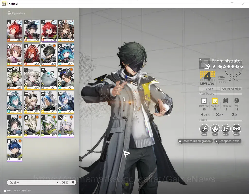 Arknights: Endfield Accounts ASIA|Lv 49|6 SSR (2 Limited) + 11 (*6 Weapon) + 2 Wp Supply|Laevatain+Signature,Gilberta|2k 1