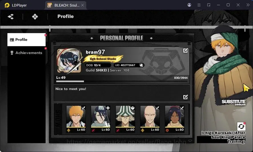 BLEACH: Soul Resonance Accounts Nuverse SEA|Lv.49| 5 SSR 4 Sign 1
