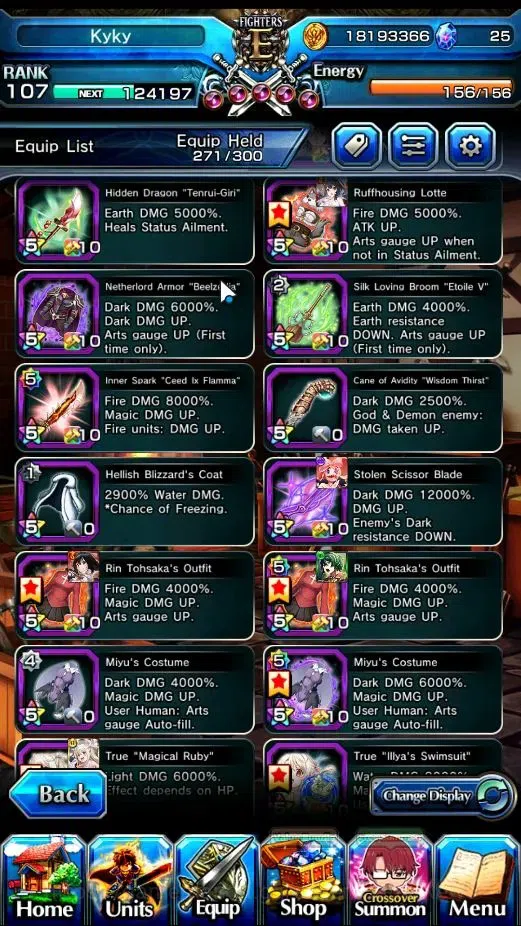 Grand Summoners Accounts End-Game Global|Rank 107|SpArt Sonic|28 Ascend+16 TW|H Inumuta,S Miyu,S 12