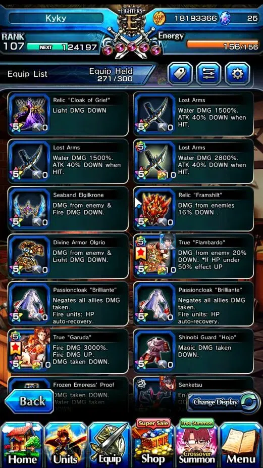Grand Summoners Accounts End-Game Global|Rank 107|SpArt Sonic|28 Ascend+16 TW|H Inumuta,S Miyu,S 14