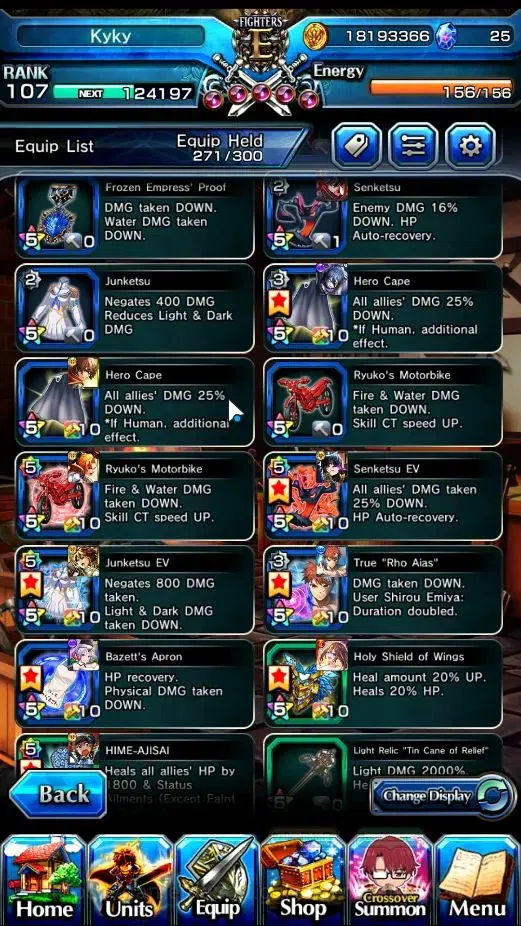 Grand Summoners Accounts End-Game Global|Rank 107|SpArt Sonic|28 Ascend+16 TW|H Inumuta,S Miyu,S 15