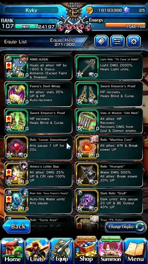 Grand Summoners Accounts End-Game Global|Rank 107|SpArt Sonic|28 Ascend+16 TW|H Inumuta,S Miyu,S 16
