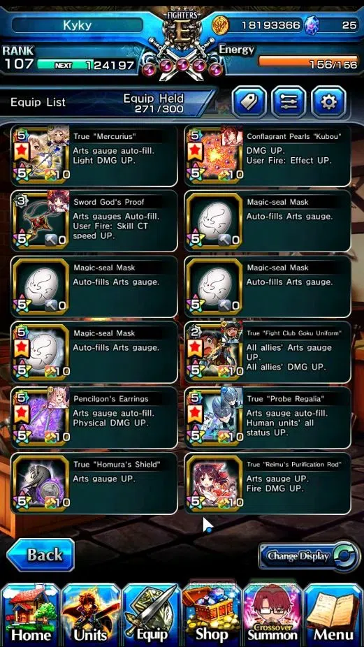 Grand Summoners Accounts End-Game Global|Rank 107|SpArt Sonic|28 Ascend+16 TW|H Inumuta,S Miyu,S 18