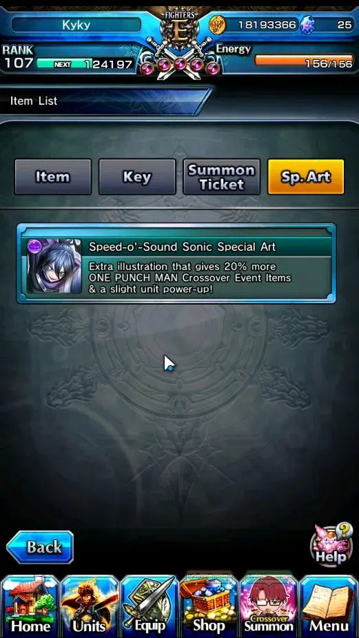 Grand Summoners Accounts End-Game Global|Rank 107|SpArt Sonic|28 Ascend+16 TW|H Inumuta,S Miyu,S 3