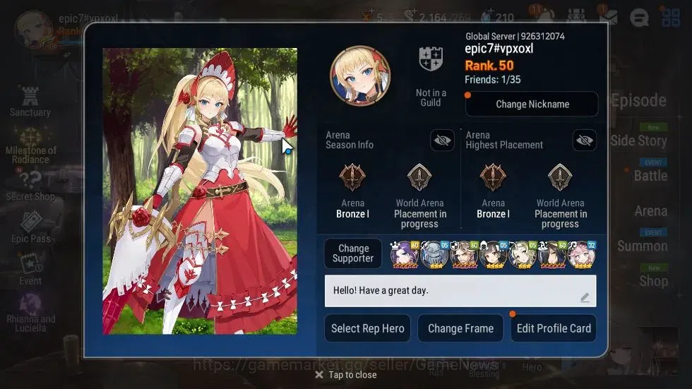 Epic Seven Accounts GLOBAL Unverif|New Era|5 ML(Rhiana n Luciel,NM Lun image 2