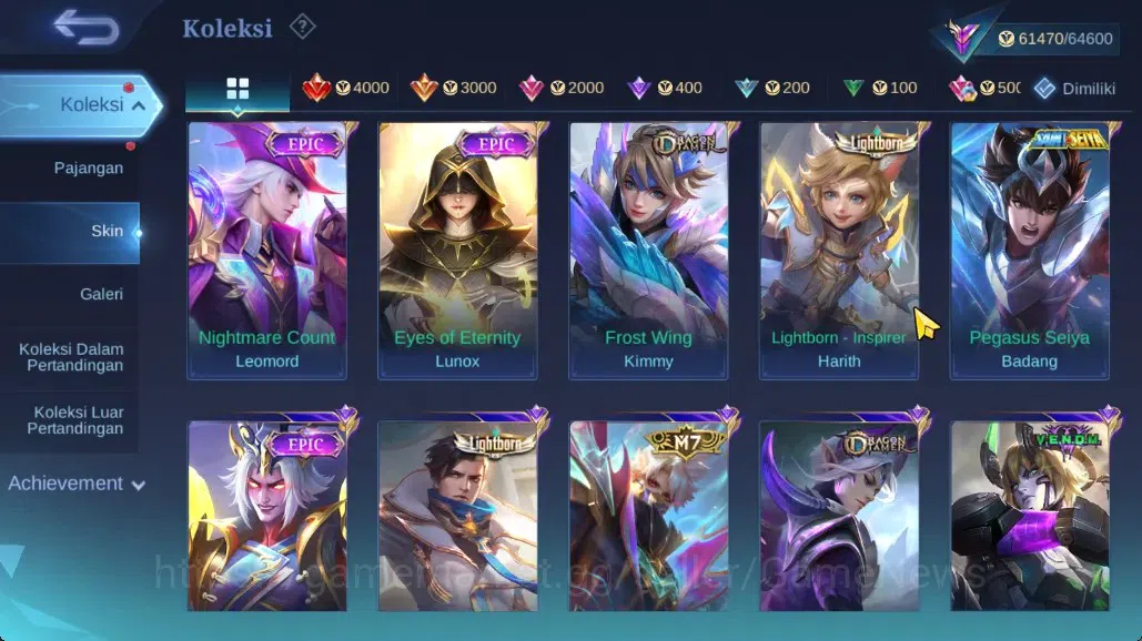 Mobile Legends: Bang Bang Accounts Collector Hero 122|Skin 227|Highest Imortal 128|Karina KOF,Prime 10