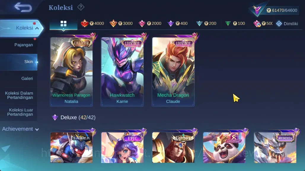 Mobile Legends: Bang Bang Accounts Collector Hero 122|Skin 227|Highest Imortal 128|Karina KOF,Prime 7