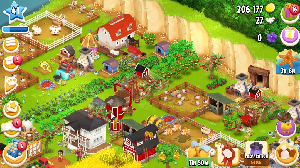 Hay Day Accounts Level 41| Barn Storage 1100 + Silo Storage 650 | 206k Coins,27 Dm |CN ON|Log Supercell ID|Take Email|Check 2